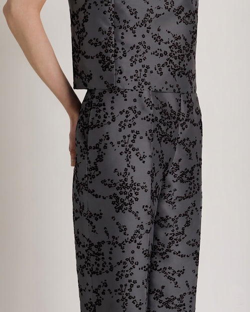 Floral mikado straight-leg trousers
