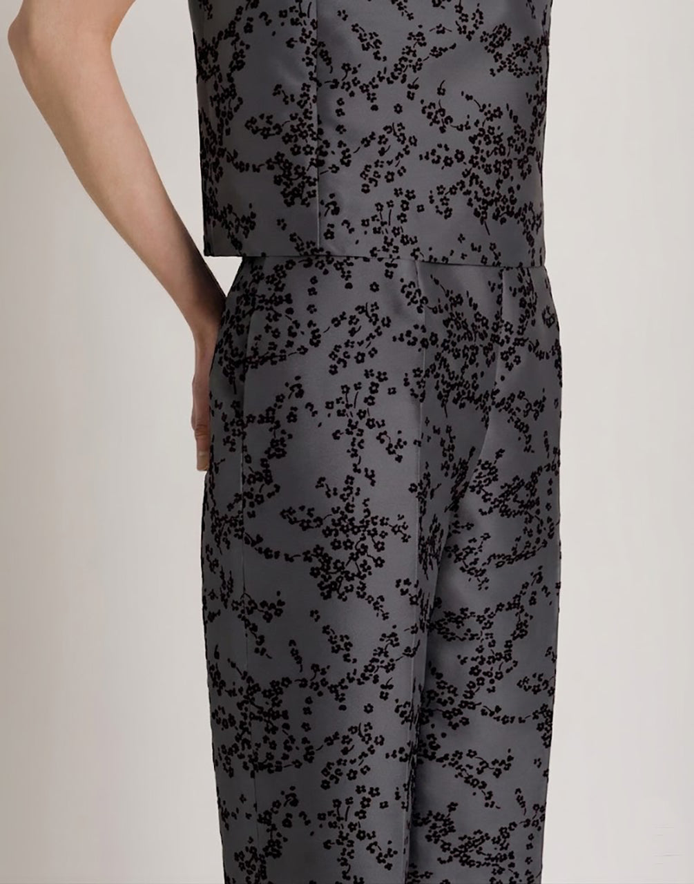 Floral mikado straight-leg trousers Grey Alberta Ferretti Boutique Online 4