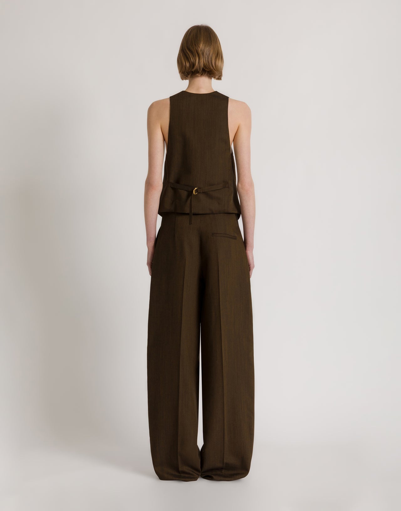 Pantalone a palazzo marrone Marrone Alberta Ferretti Boutique Online 3
