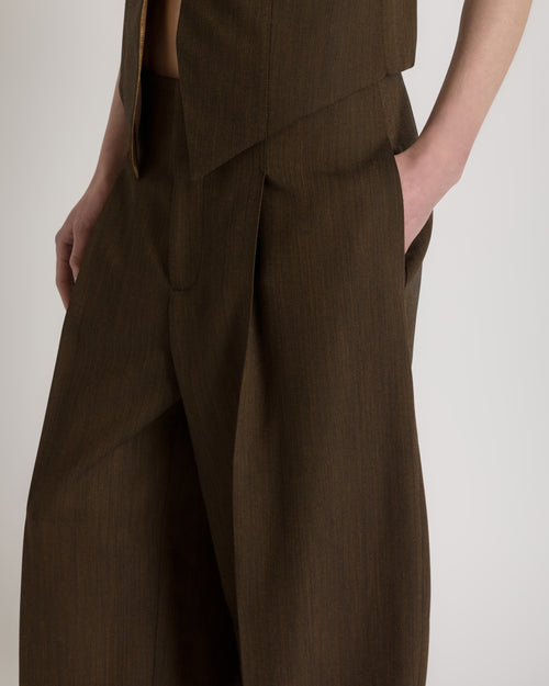 Honeycomb textured wide-leg palazzo trousers