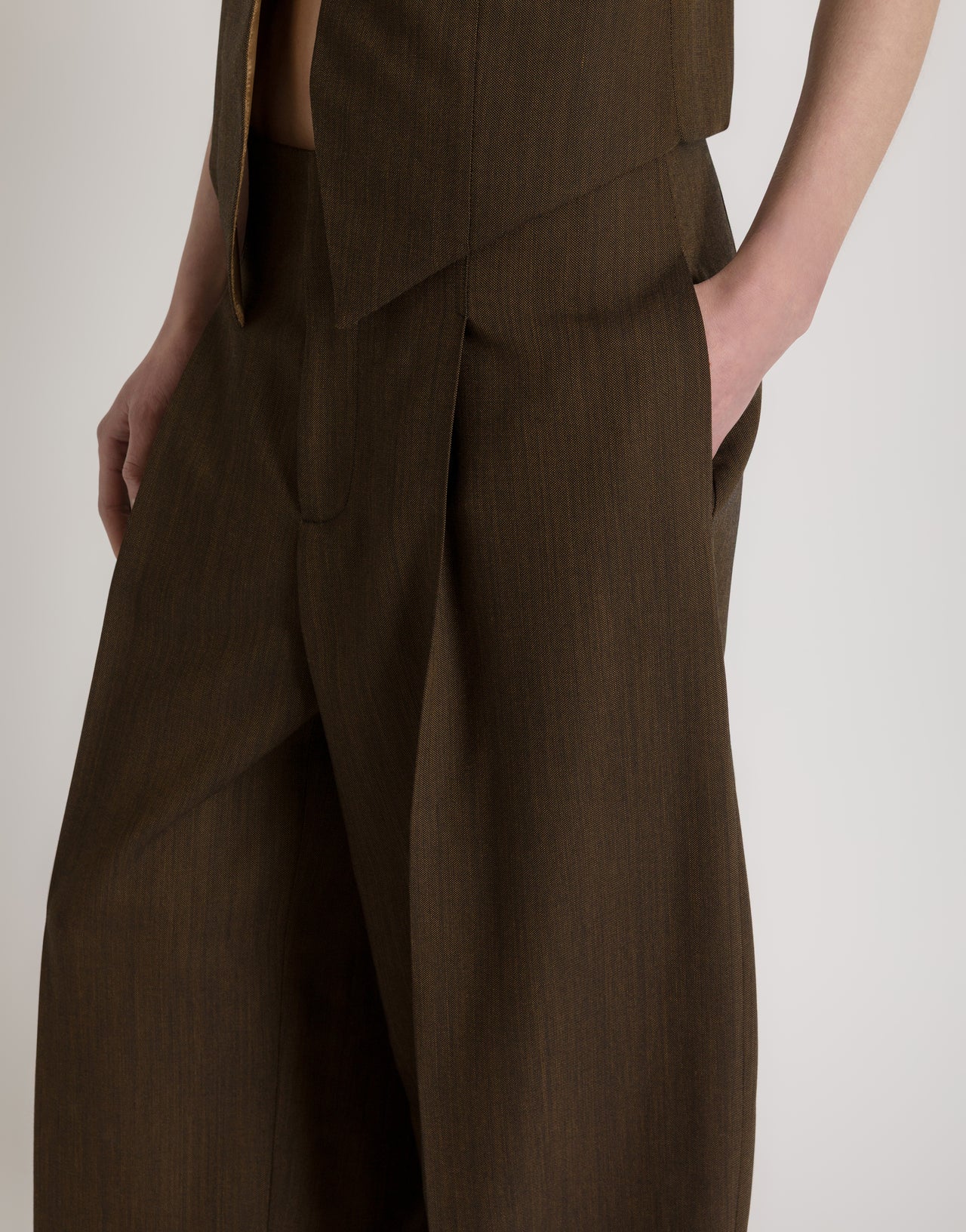 Pantalone a palazzo marrone Marrone Alberta Ferretti Boutique Online 4