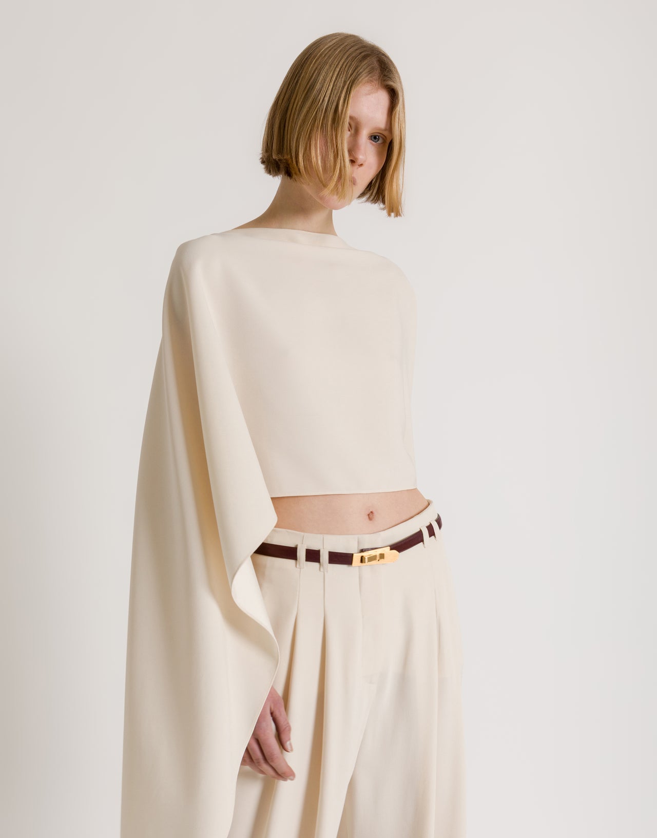 Wide-leg tailored trousers with pleats White Alberta Ferretti Boutique Online 4