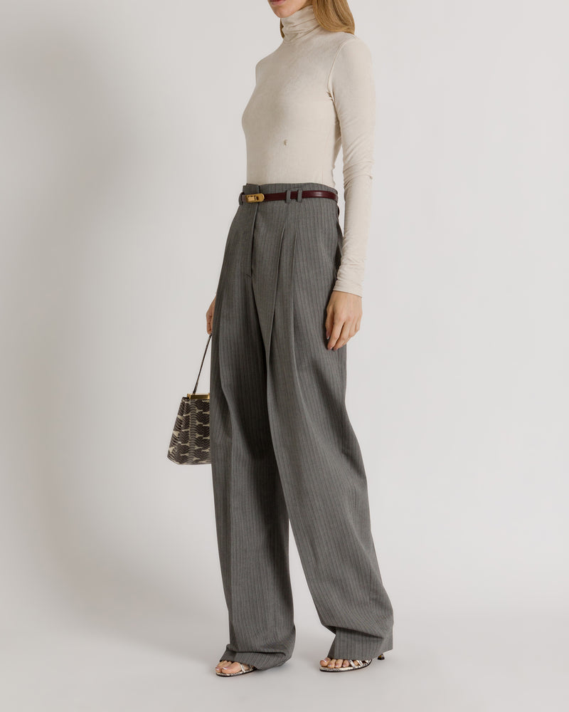 Weite sartoriale Hose mit Bundfalten Grau Alberta Ferretti Boutique Online 1