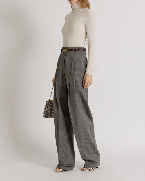Wide-leg tailored trousers with pleats Grey Alberta Ferretti Boutique Online 1