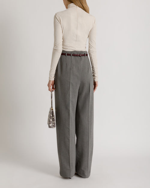 Wide-leg tailored trousers with pleats
