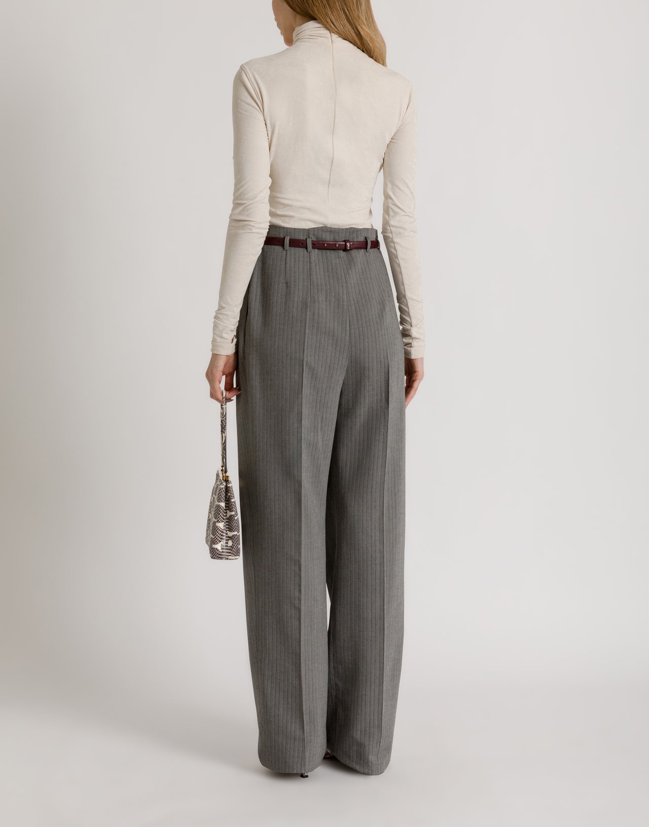 Weite sartoriale Hose mit Bundfalten Grau Alberta Ferretti Boutique Online 3
