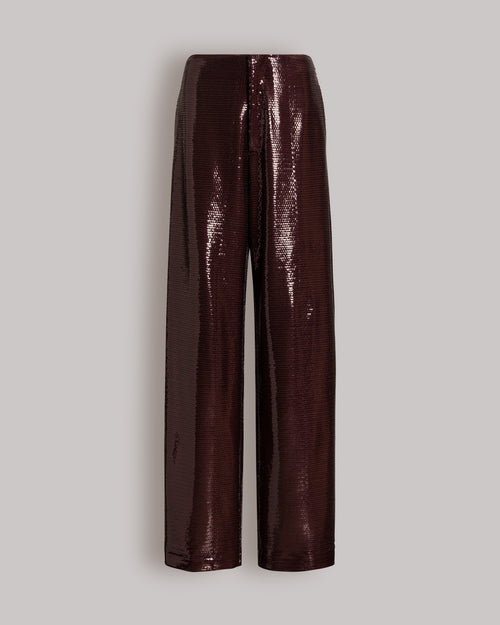 Sparkling Night wide-leg sequined trousers Brown Alberta Ferretti Boutique Online 0