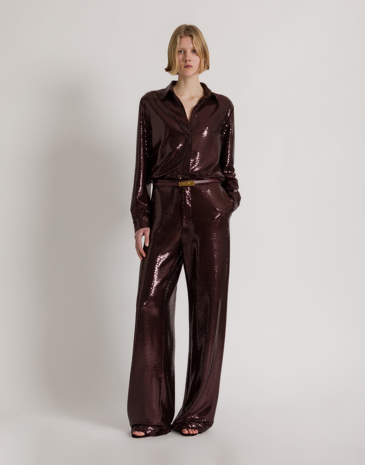 Weite Paillettenhose Sparkling Night Braun Alberta Ferretti Boutique Online 2