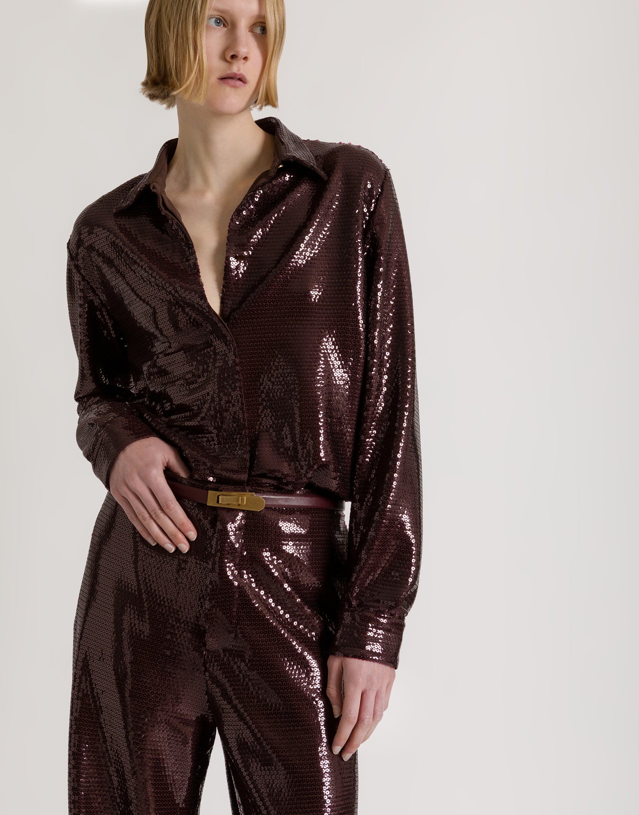 Weite Paillettenhose Sparkling Night Braun Alberta Ferretti Boutique Online 4