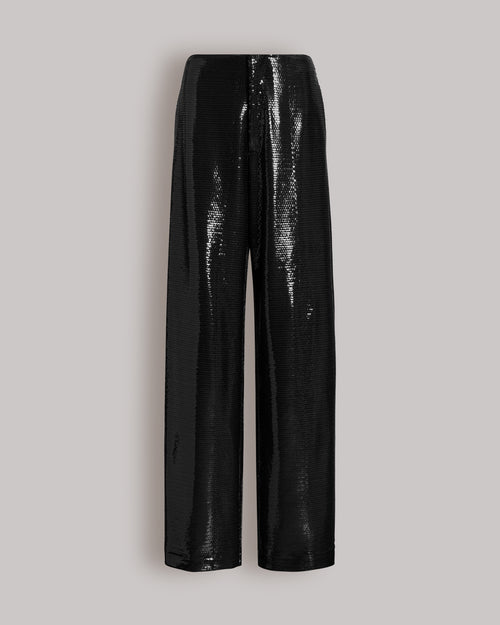 Sparkling Night wide-leg sequined trousers Black Alberta Ferretti Boutique Online 0