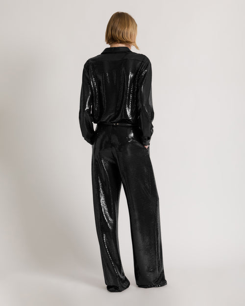 Sparkling Night wide-leg sequined trousers