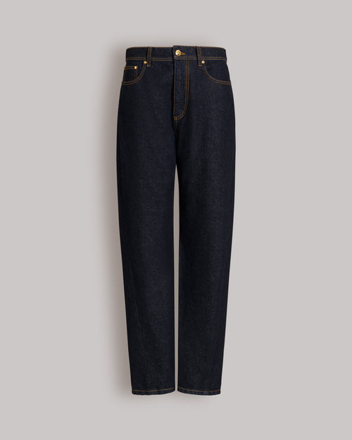 Dark blue wide-leg jeans with AF logo Blue Alberta Ferretti Boutique Online 0