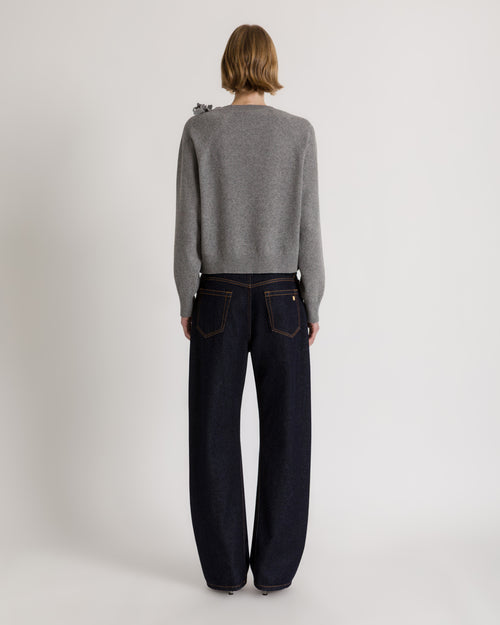 Dark blue wide-leg jeans with AF logo