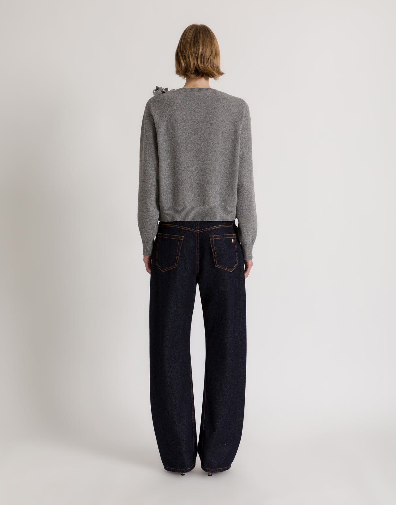Dark blue wide-leg jeans with AF logo Blue Alberta Ferretti Boutique Online 3
