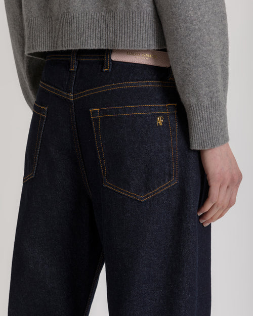 Dark blue wide-leg jeans with AF logo
