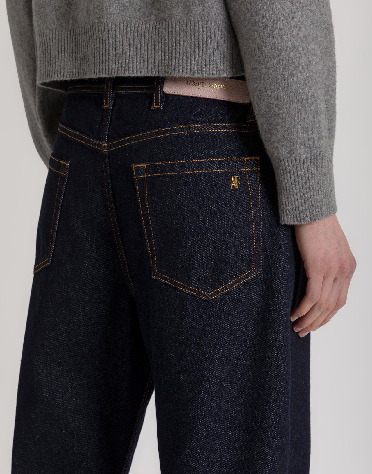 Dark blue wide-leg jeans with AF logo Blue Alberta Ferretti Boutique Online 4
