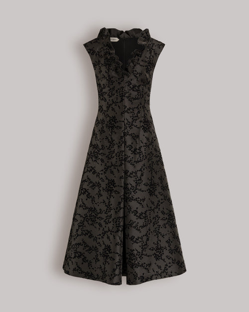 Robe midi en mikado floqué floral Gris Alberta Ferretti Boutique Online 0