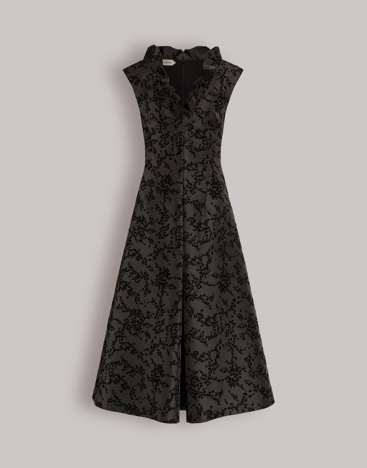 Flocked floral mikado midi dress Grey Alberta Ferretti Boutique Online 1