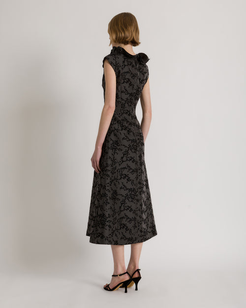 Robe midi en mikado floqué floral