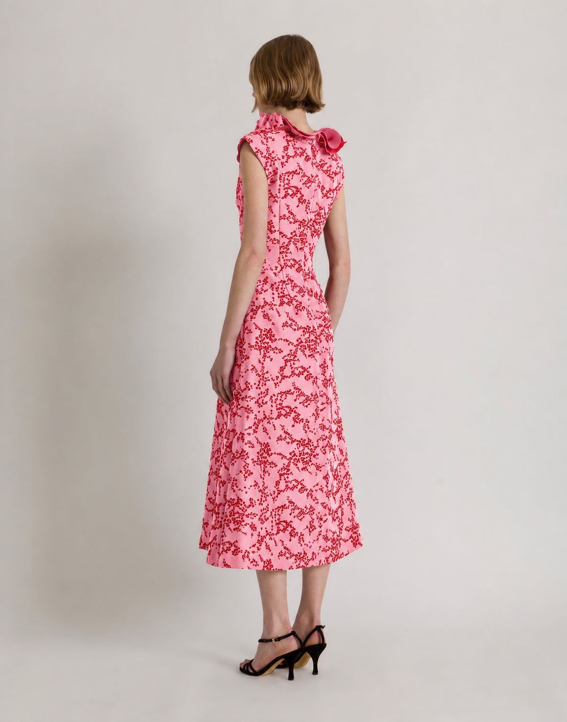 Abito midi in mikado a fiori Rosa Alberta Ferretti Boutique Online 3