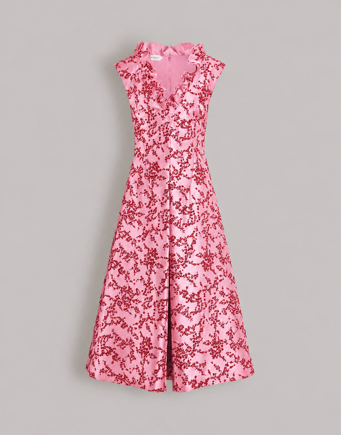 Abito midi in mikado a fiori Rosa Alberta Ferretti Boutique Online 1