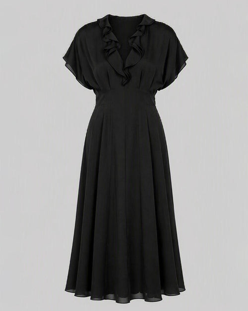 Fluid georgette midi dress Black Alberta Ferretti Boutique Online 0
