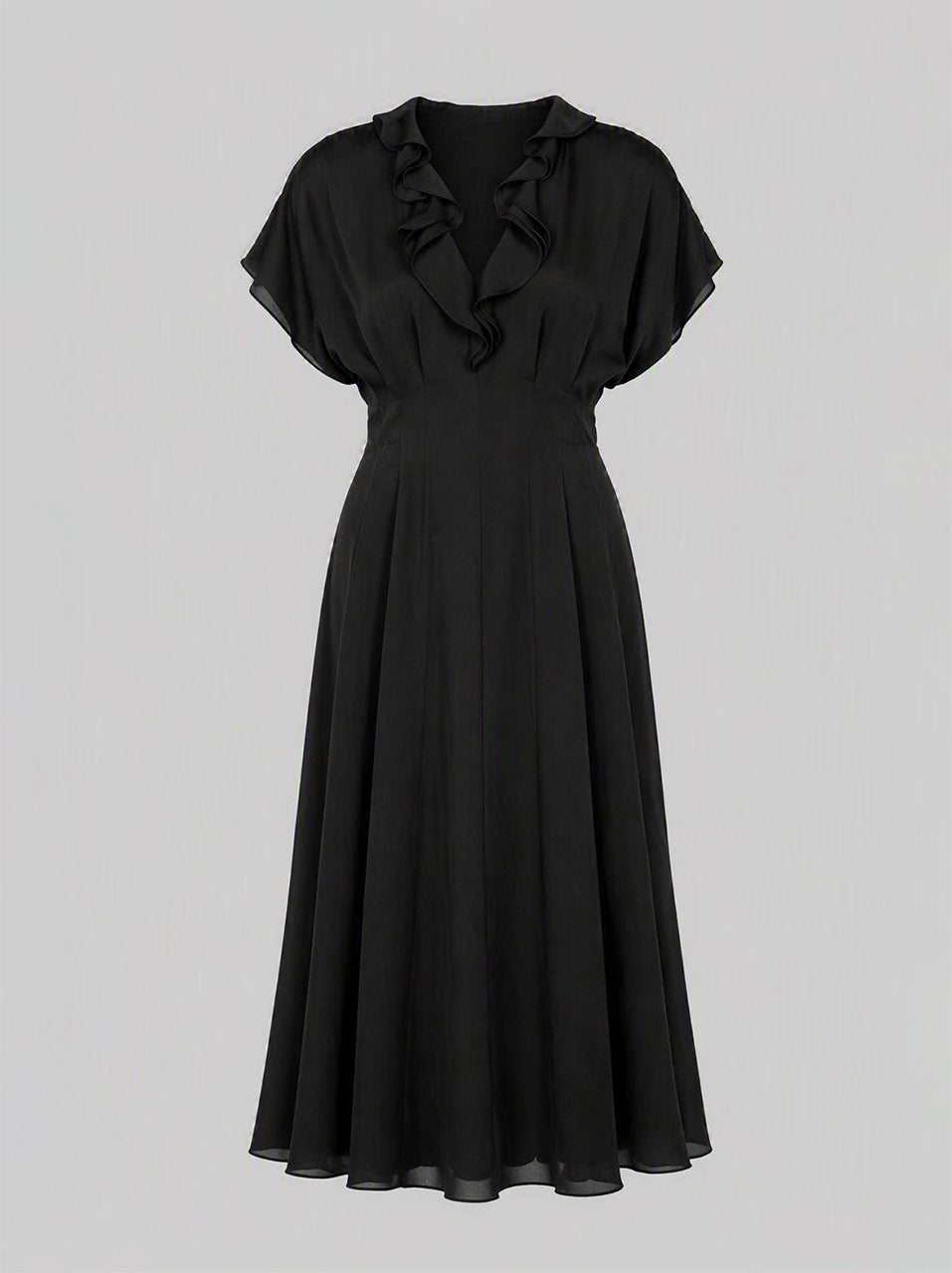 Fluid georgette midi dress Black Alberta Ferretti Boutique Online 1