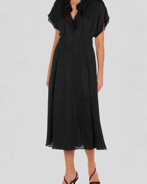 Fluid georgette midi dress Black Alberta Ferretti Boutique Online 1