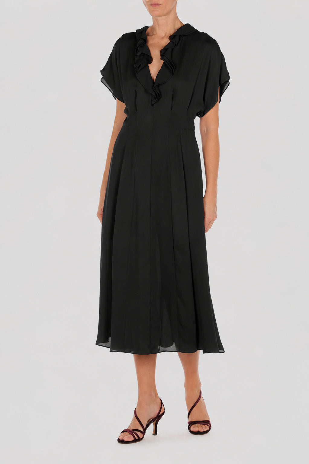 Fluid georgette midi dress Black Alberta Ferretti Boutique Online 2