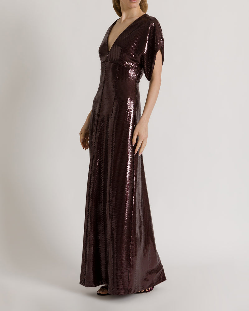 Abito lungo da sera di paillettes  Marrone Alberta Ferretti Boutique Online 1