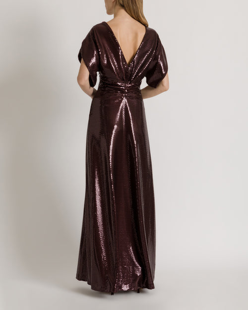 Brown sequin evening dress