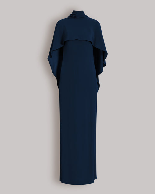 Long dress with cape detail and back bow Blue Alberta Ferretti Boutique Online 0