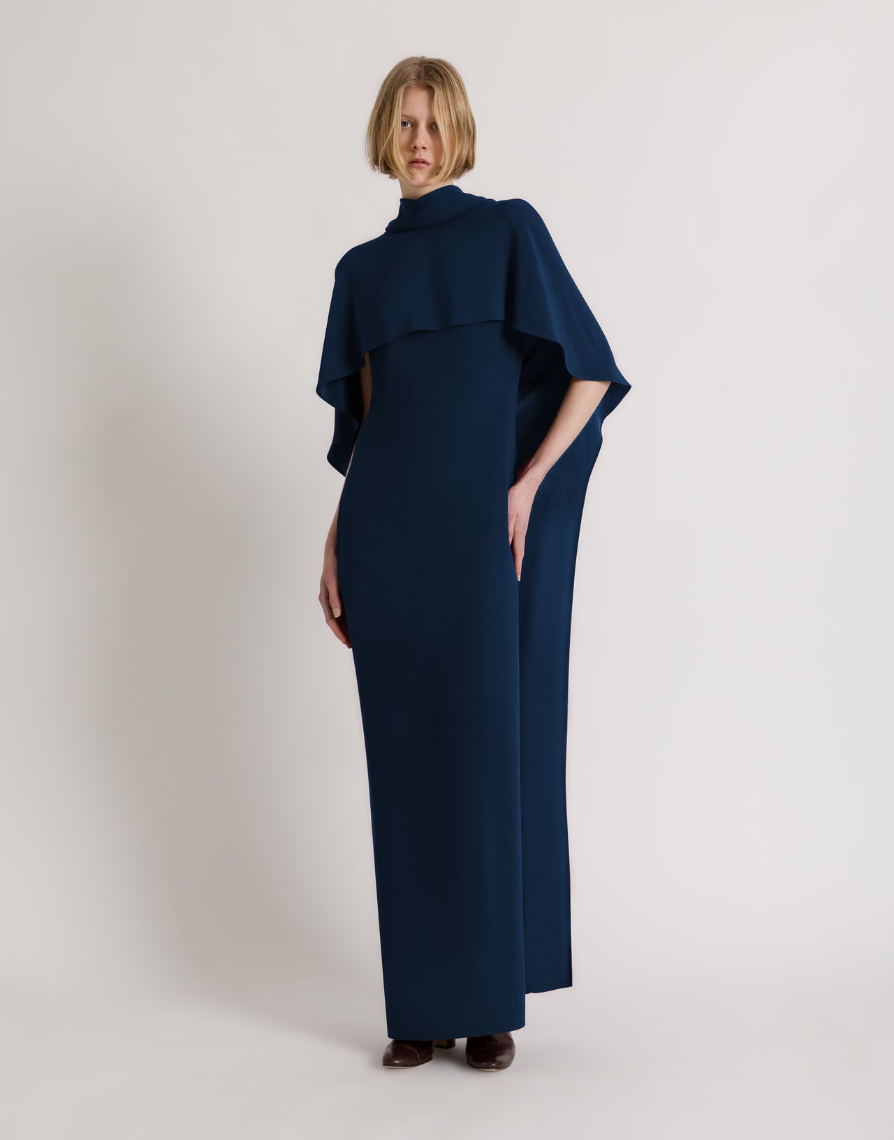 Long dress with cape detail and back bow