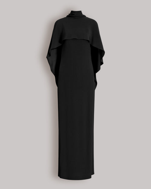 Long dress with cape detail and back bow