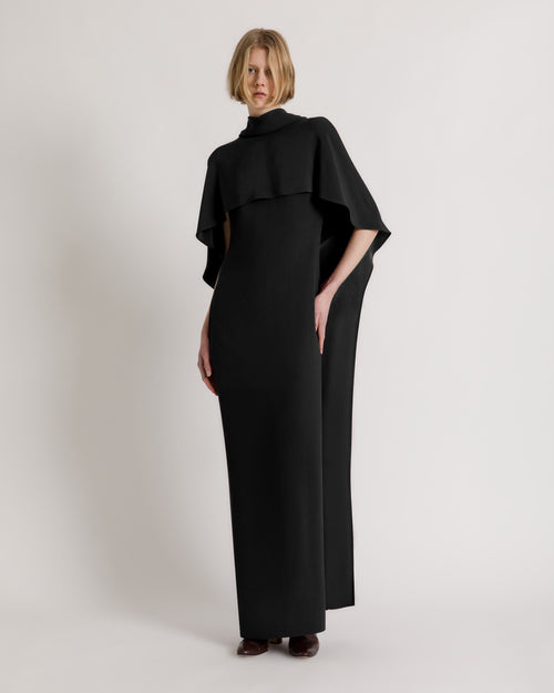 Long dress with cape detail and back bow Black Alberta Ferretti Boutique Online 0