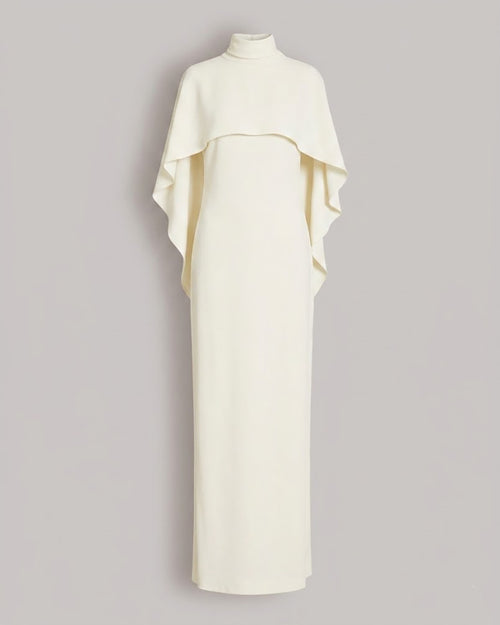 Long dress with cape detail and back bow White Alberta Ferretti Boutique Online 0