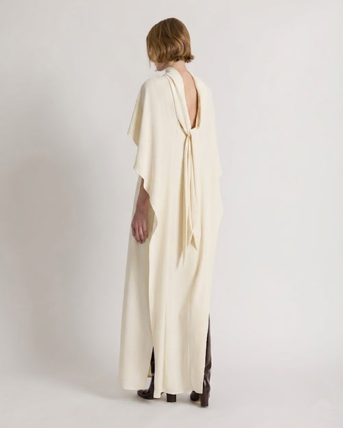 Long dress with cape detail and back bow