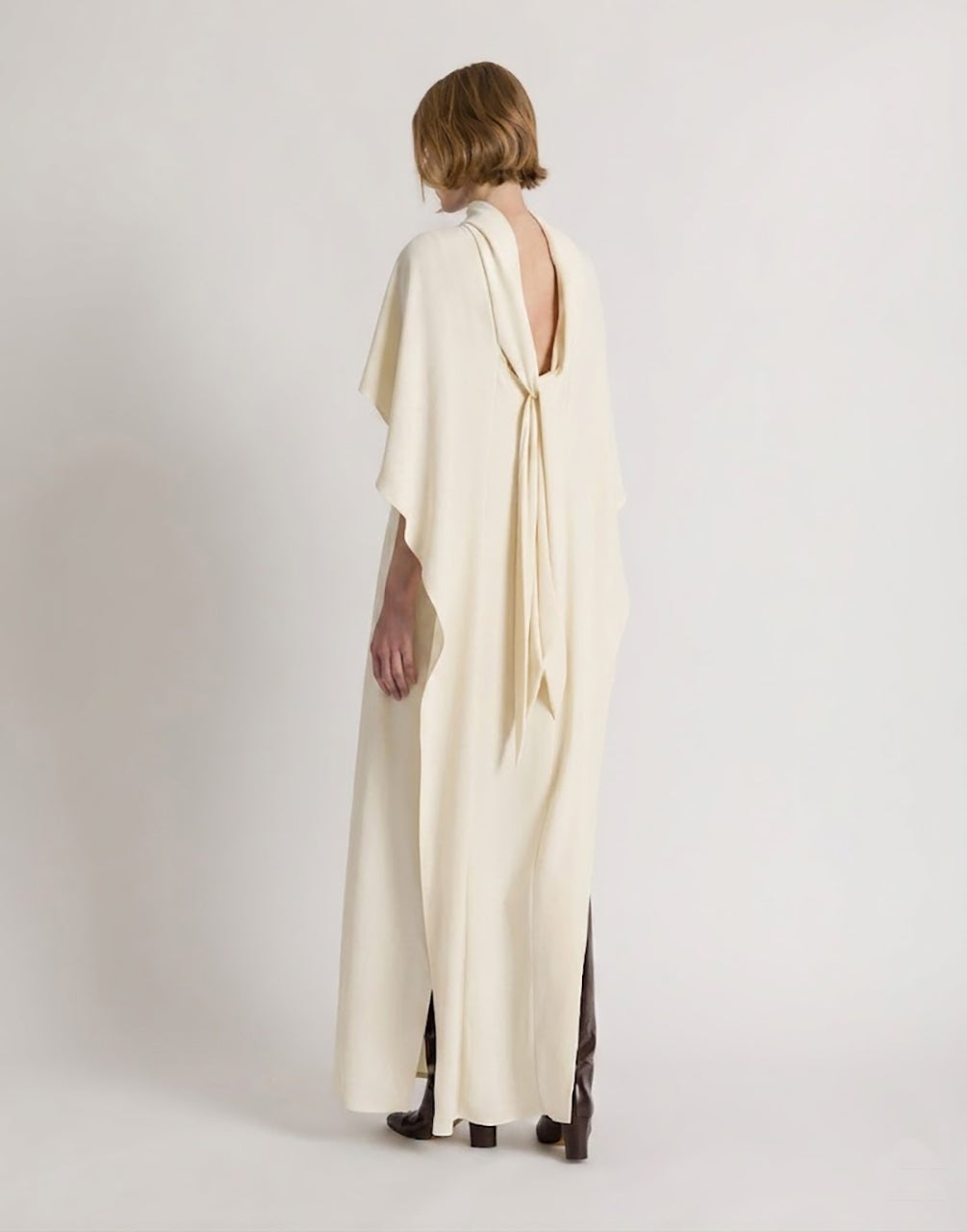 Abito lungo con mantellina Bianco Alberta Ferretti Boutique Online 3