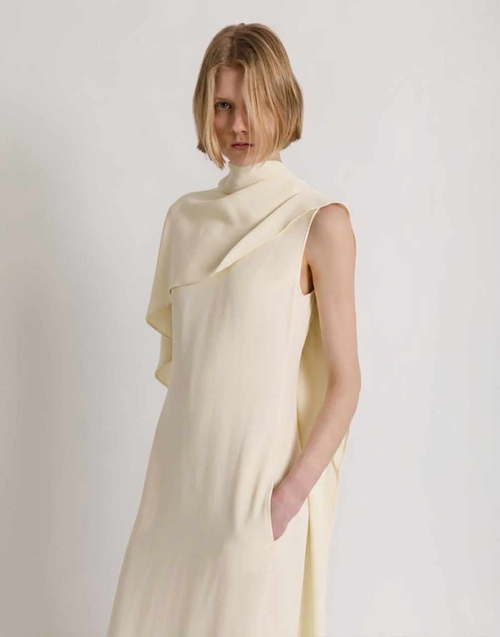 Abito lungo con mantellina Bianco Alberta Ferretti Boutique Online 4
