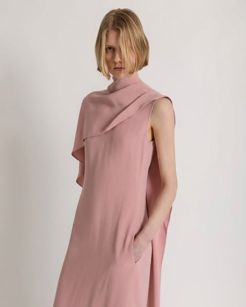 Long dress with cape detail and back bow
