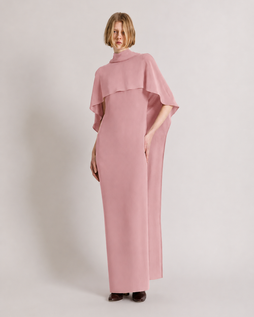 Long dress with cape detail and back bow 粉红色 Alberta Ferretti Boutique Online 1