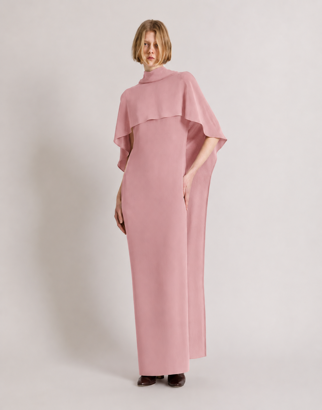 Langes Kleid mit integrierter Cape und Schleife im Rücken Pink Alberta Ferretti Boutique Online 2