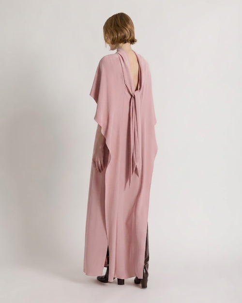 Long dress with cape detail and back bow