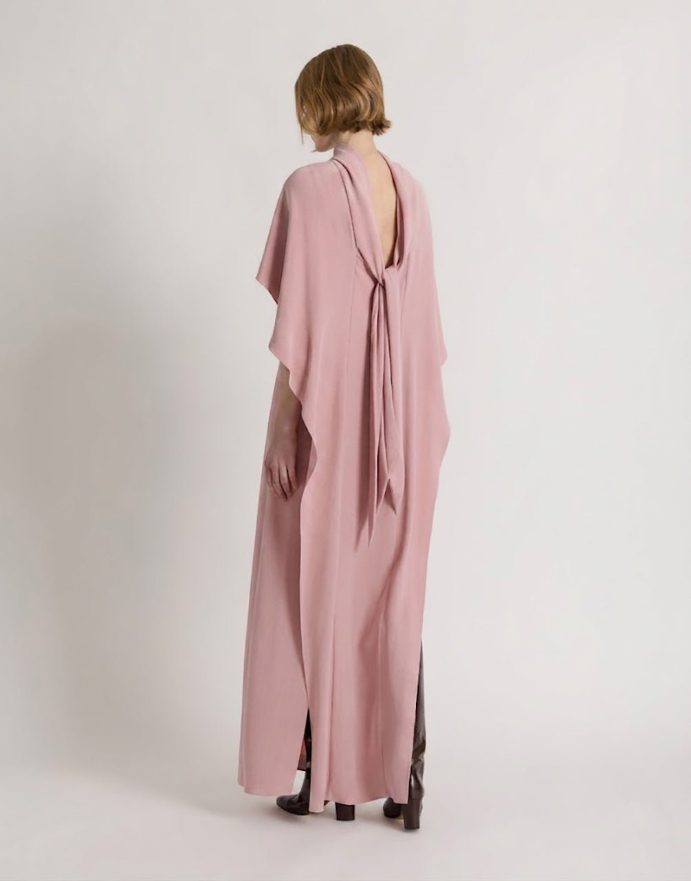 Langes Kleid mit integrierter Cape und Schleife im Rücken Pink Alberta Ferretti Boutique Online 3