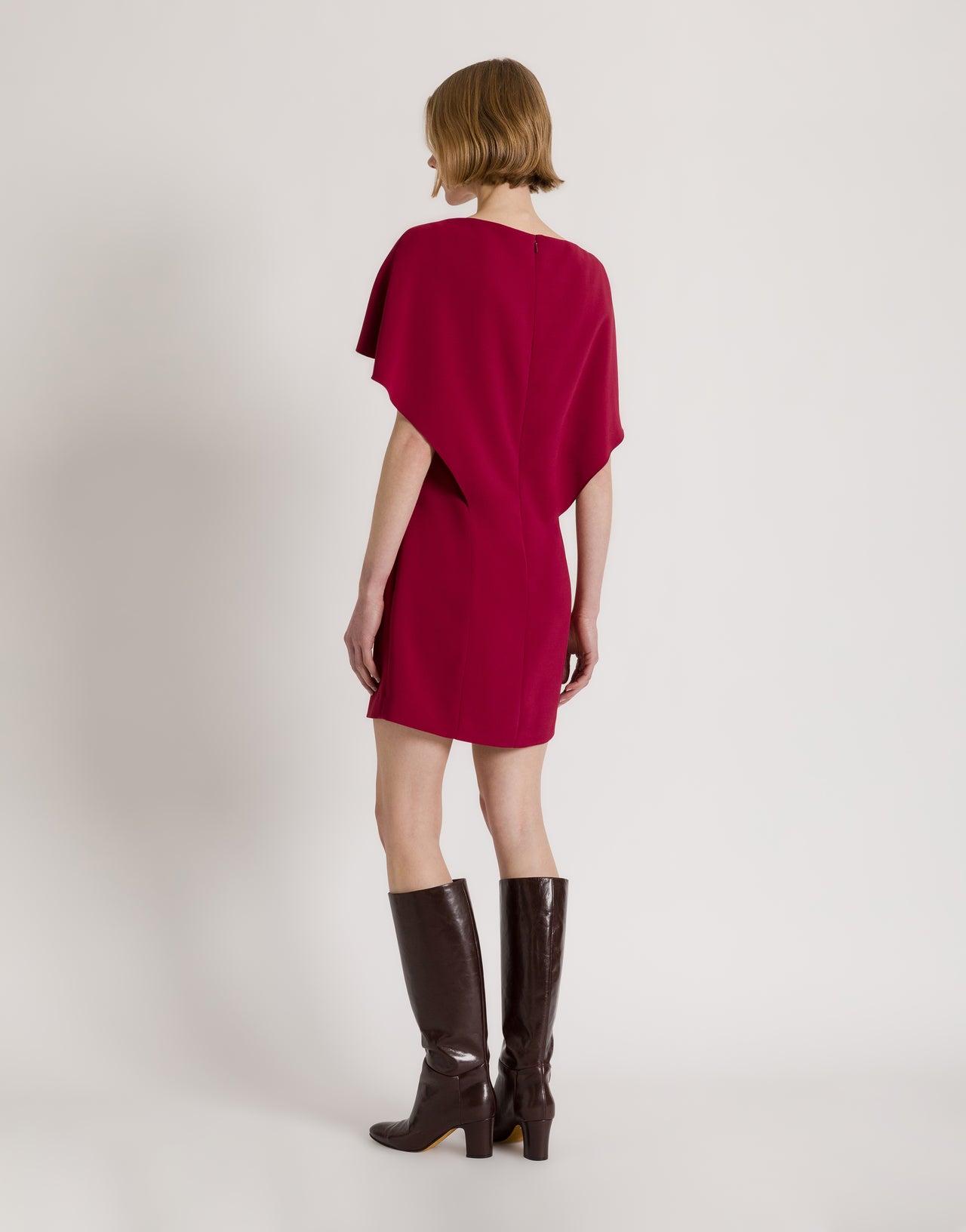 Robe courte à cape Rouge Alberta Ferretti Boutique Online 3