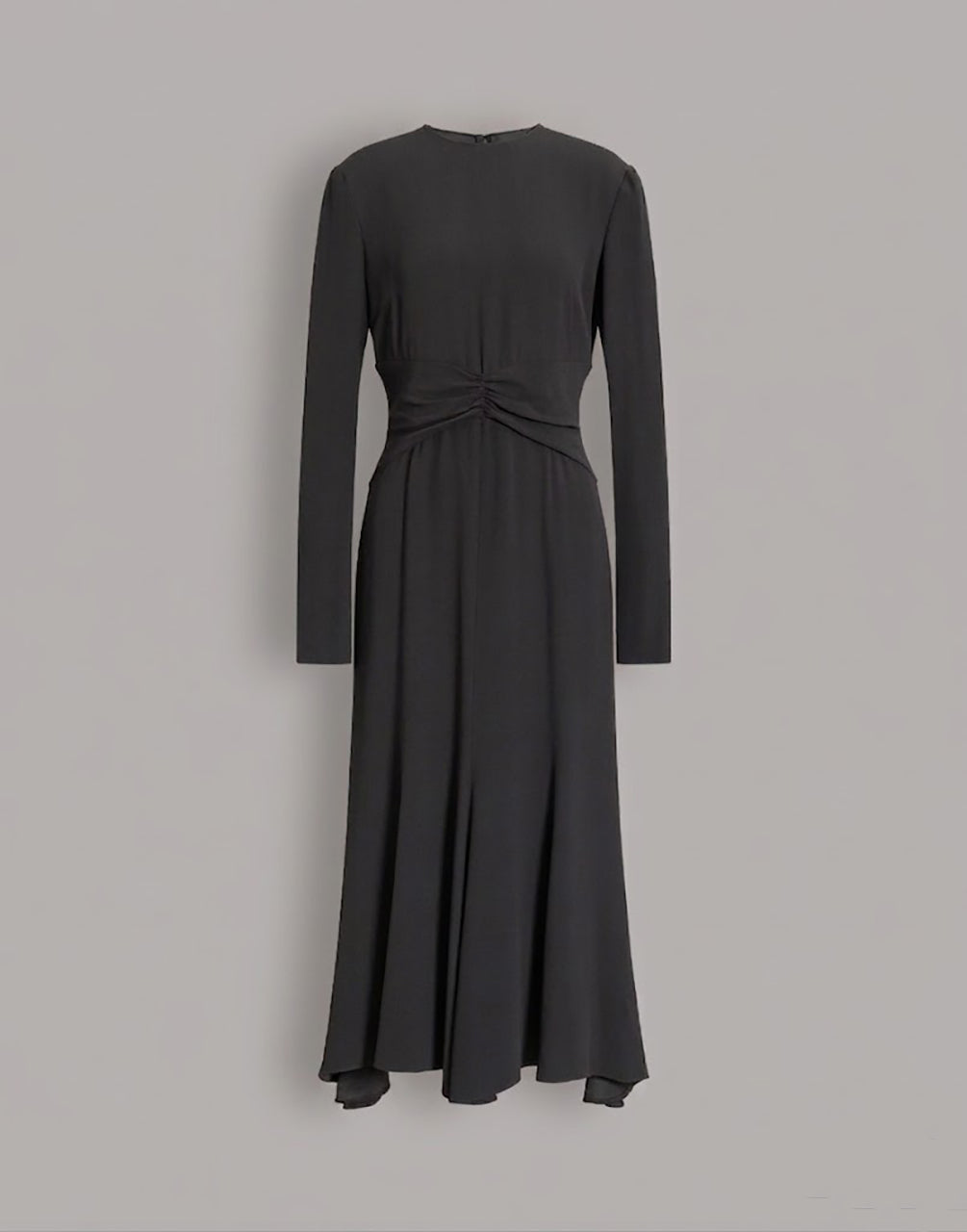 Long-sleeved midi dress with gathered waist Grey Alberta Ferretti Boutique Online 1