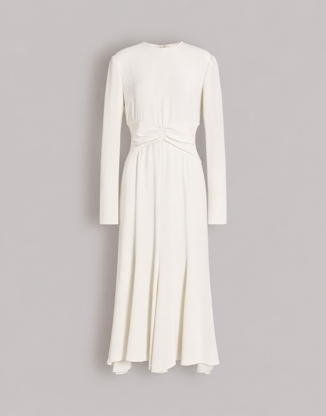 Midi‑Kleid mit langen Ärmeln und geraffter Taille Weiß Alberta Ferretti Boutique Online 4