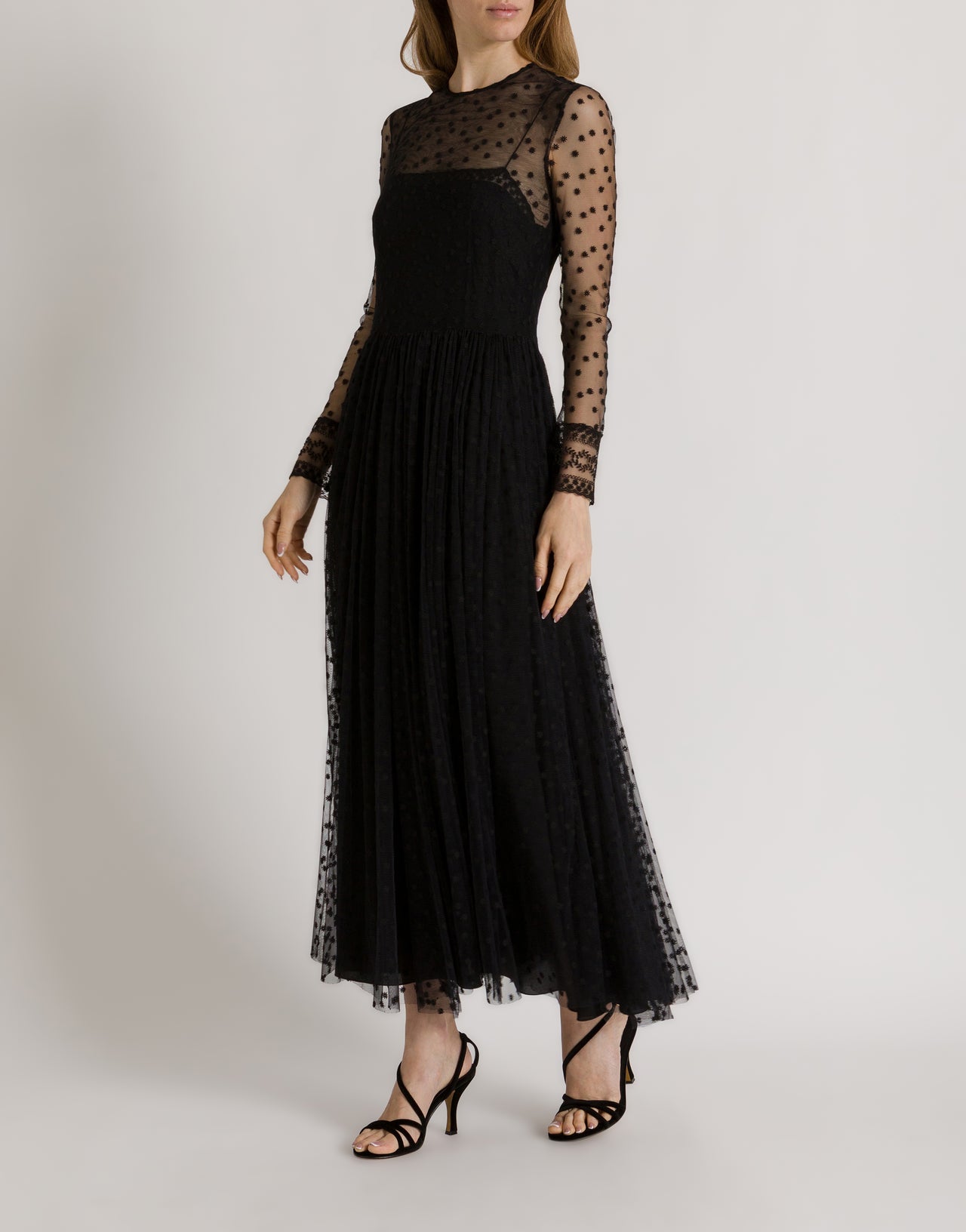 Robe midi en tulle à pois Noir Alberta Ferretti Boutique Online 2