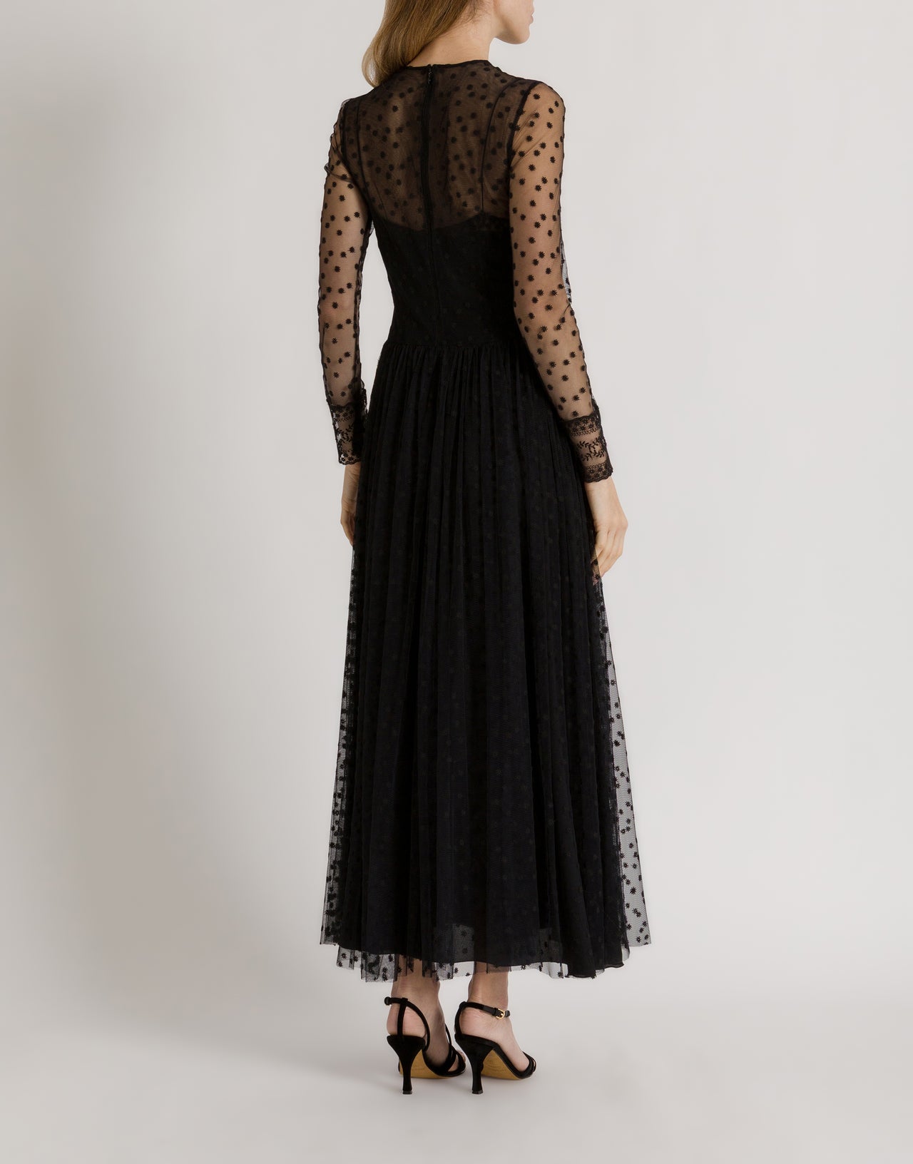 Robe midi en tulle à pois Noir Alberta Ferretti Boutique Online 3
