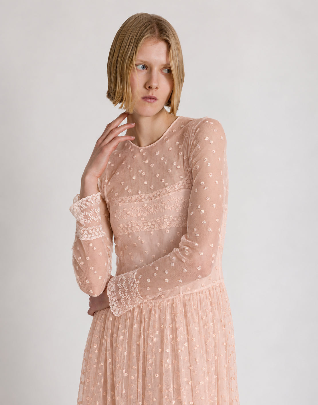 Midi tulle dress with polka dots and sheer details Pink Alberta Ferretti Boutique Online 4